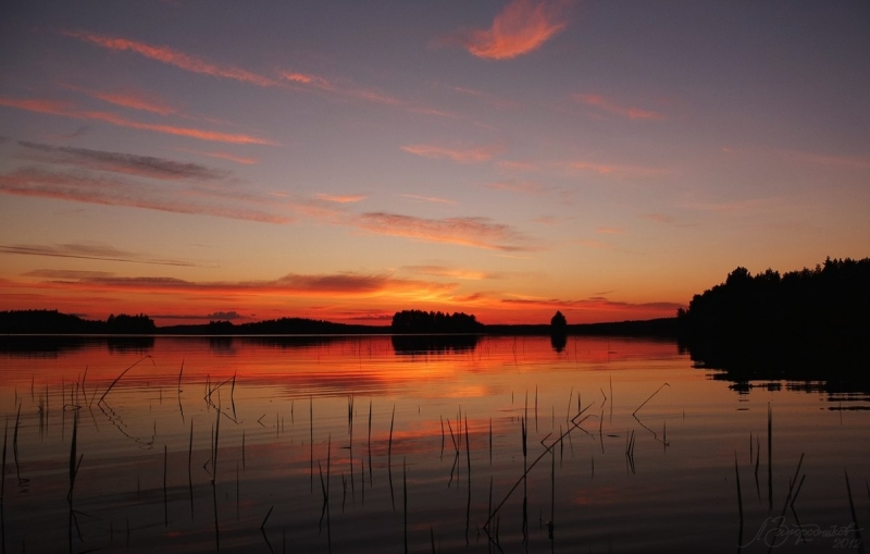 Sunset on the Lake Saimaa, Finland
